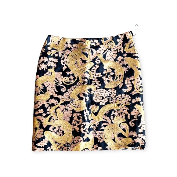 NEW Versace Jacquard Mini Skirt, Black Pink Gold, Size US 2 , EU 38 New w/Tag - Picture 2 of 12